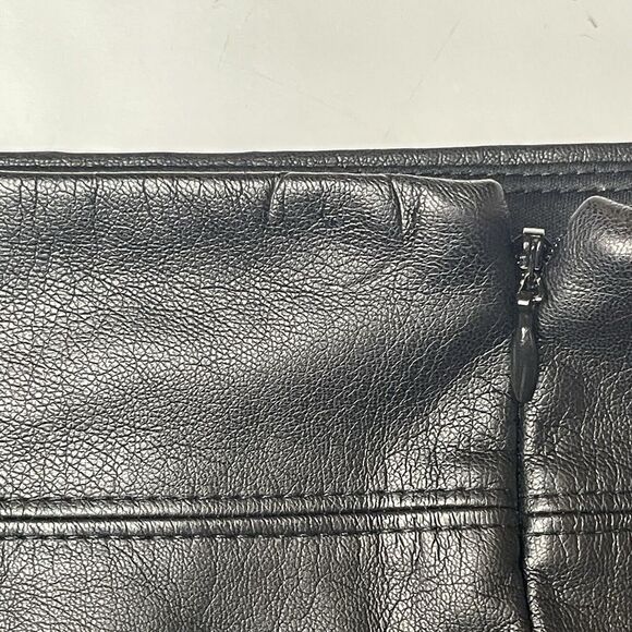 Express Skirt Womens 6 Black Faux Leather Pencil Knee Length‎ Goth Rocker Biker - Picture 11 of 14